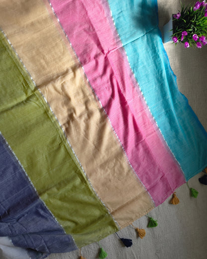 Mul Cotton Handloom Saree - Multicolor Stripes MammaHug