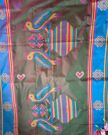 Pure Silk Saree with Contrast Pallu and Butta - Rani Pink