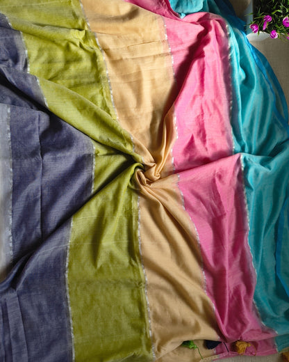 Mul Cotton Handloom Saree - Multicolor Stripes MammaHug