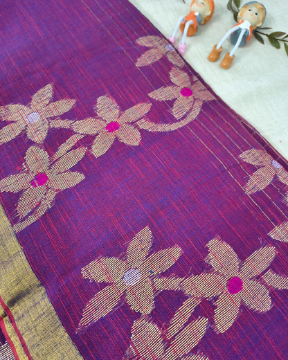Premium Linen By Linen Handloom Saree - Purple