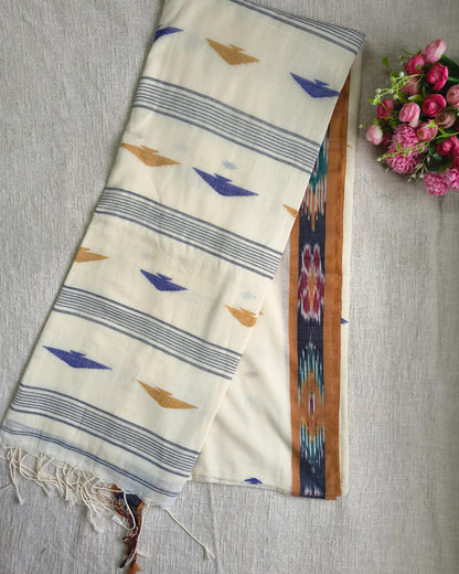 Pure Cottom Handloom Saree - Ikkat - Beige