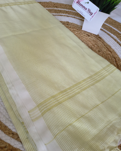 Khadi Cotton Handloom Saree Zari Woven - Yellowish White