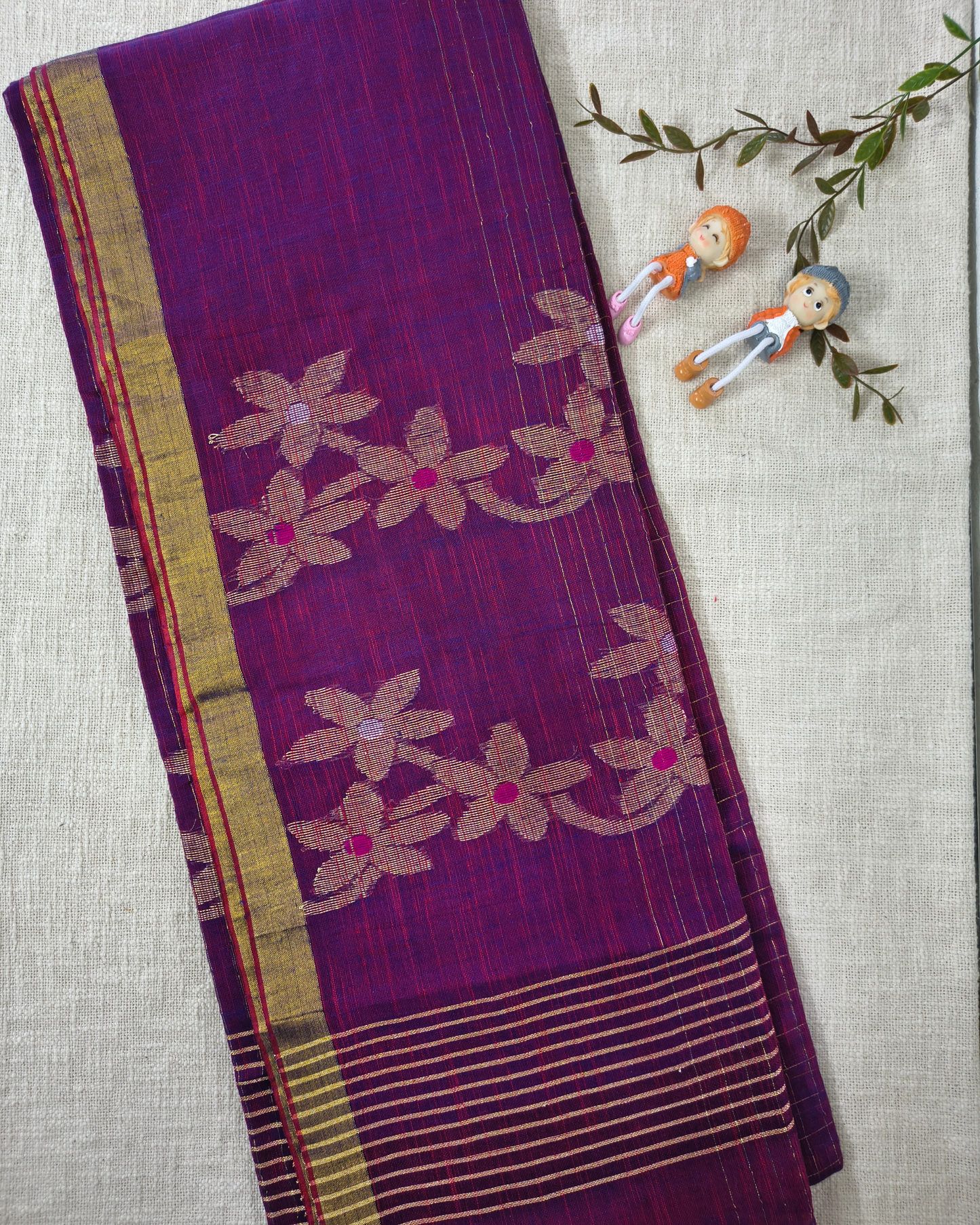 Premium Linen By Linen Handloom Saree - Purple