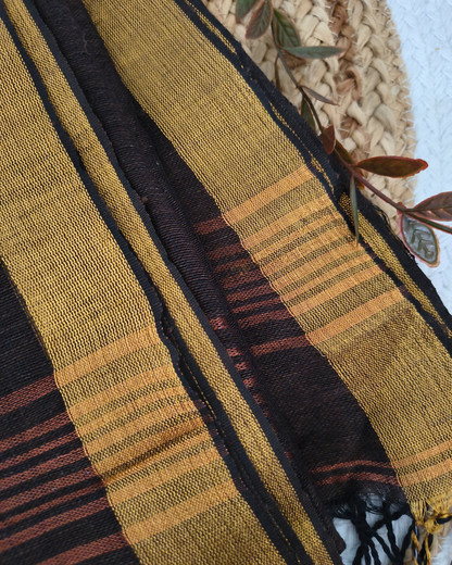 Premium Linen By Linen Handloom Saree - Brown