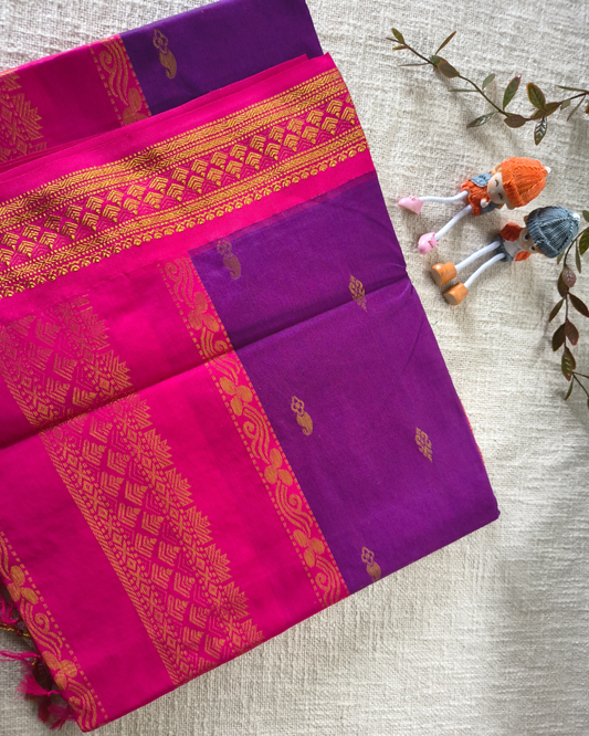 Premium Kalyani Cotton Saree with Butta - Purple