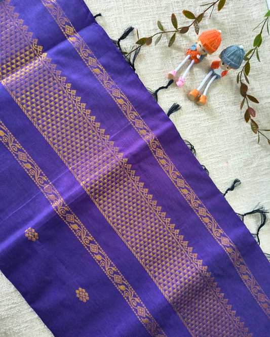 Premium Kalyani Cotton with Butta Monochromatic  - Purple