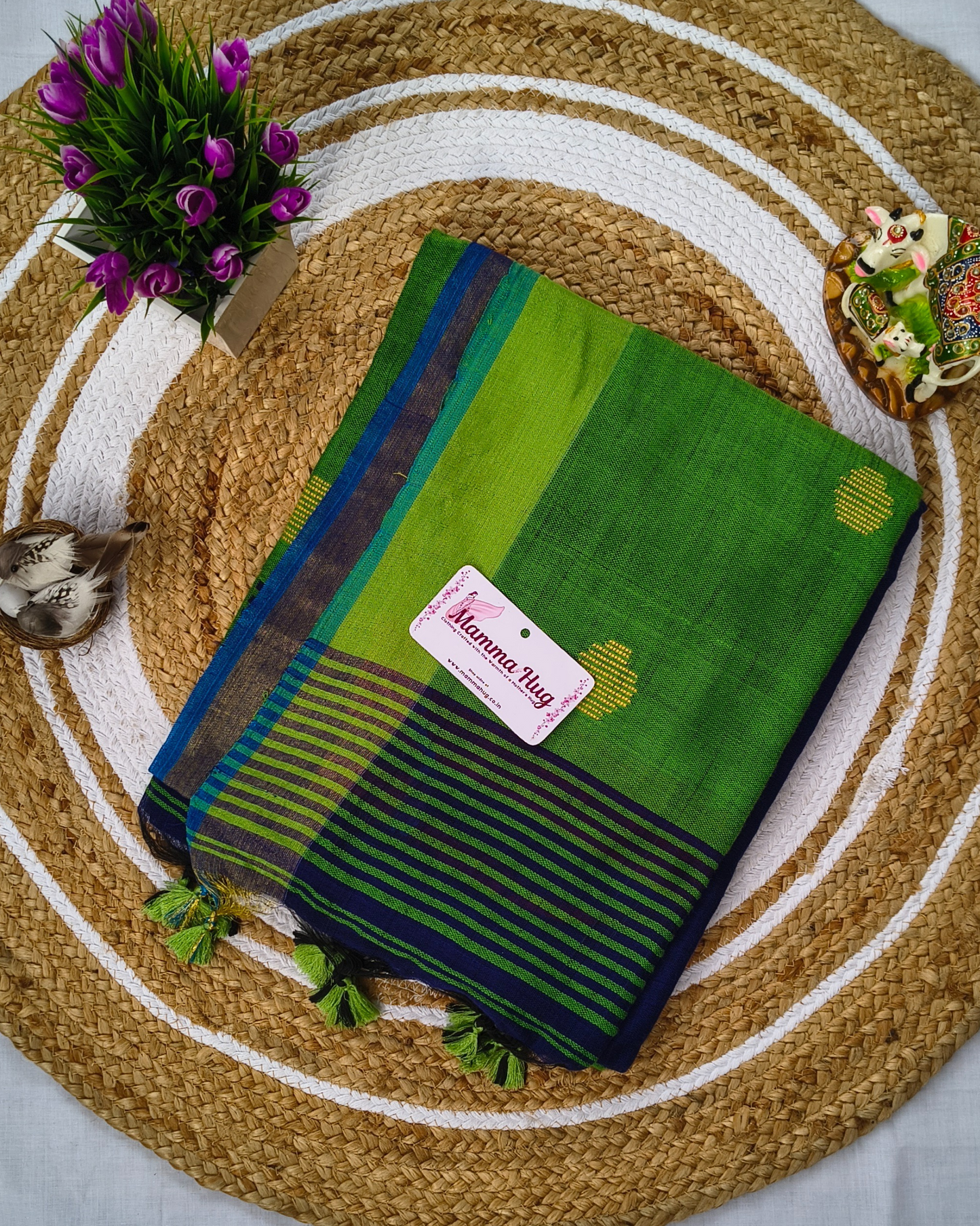 Khadi Cotton Handloom Saree Butta Design