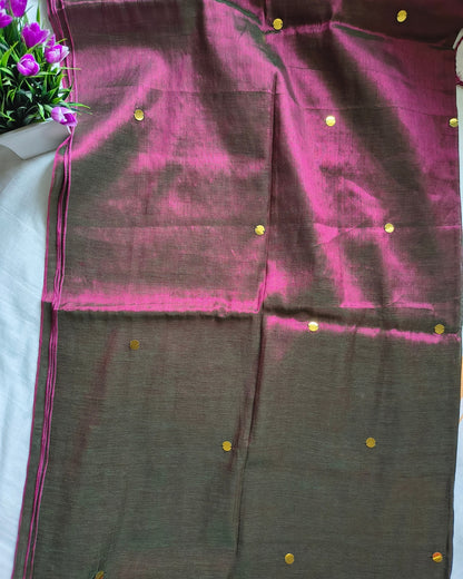 Pure Khadi Tissue Saree with Coin design - Magenta MammaHug