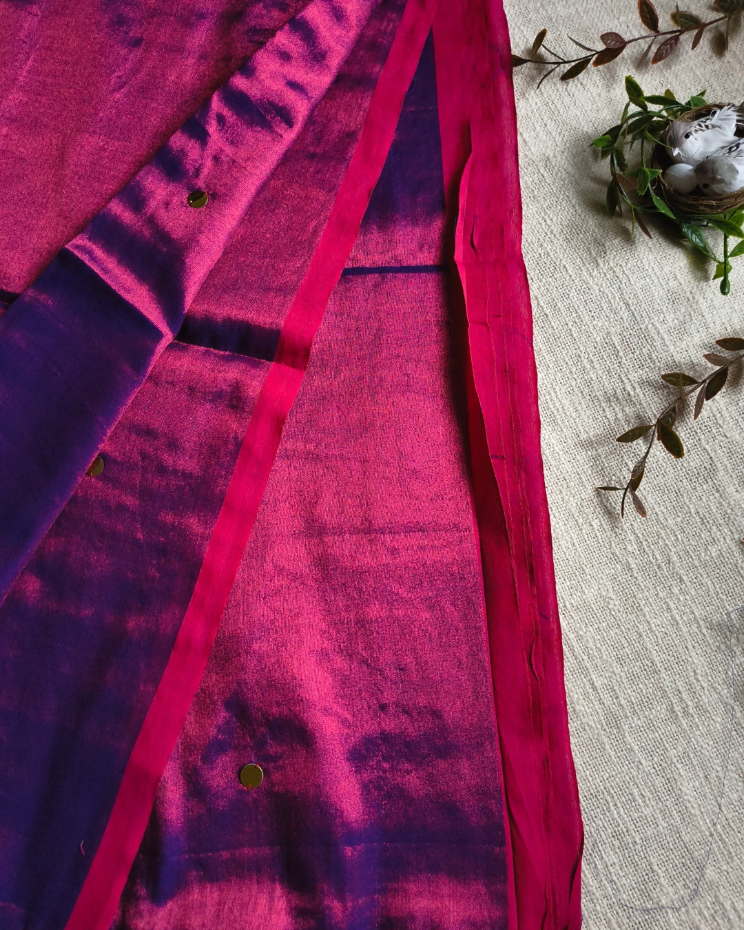 Pure Khadi Tissue Saree with Coin design - Magenta