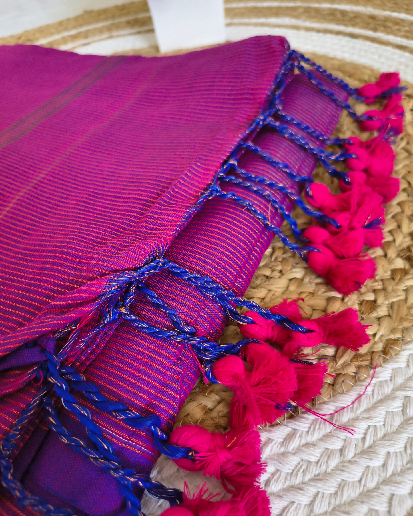 Khadi Cotton Handloom Saree Zari Woven - Dark Purple