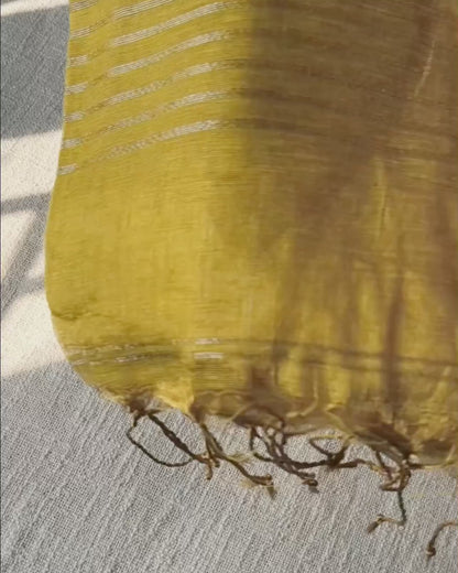 Linen Tissue Saree Plain - Yellow