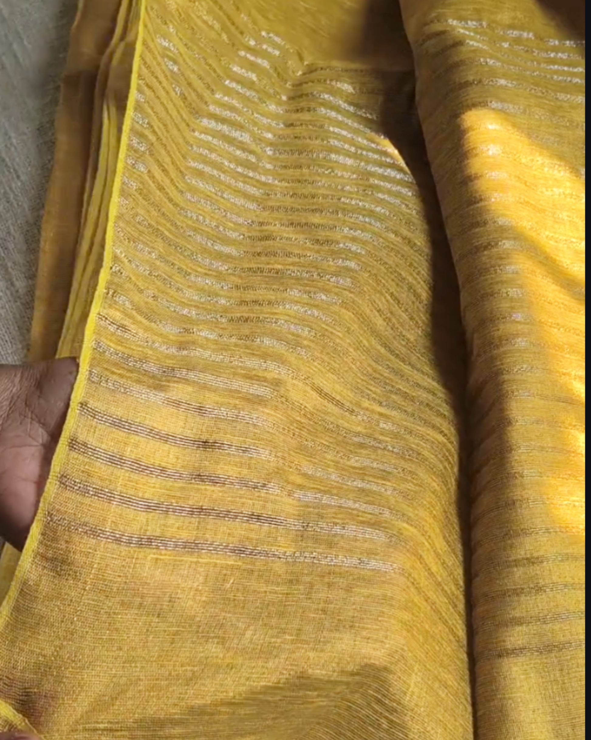 Linen Tissue Saree Plain - Yellow MammaHug