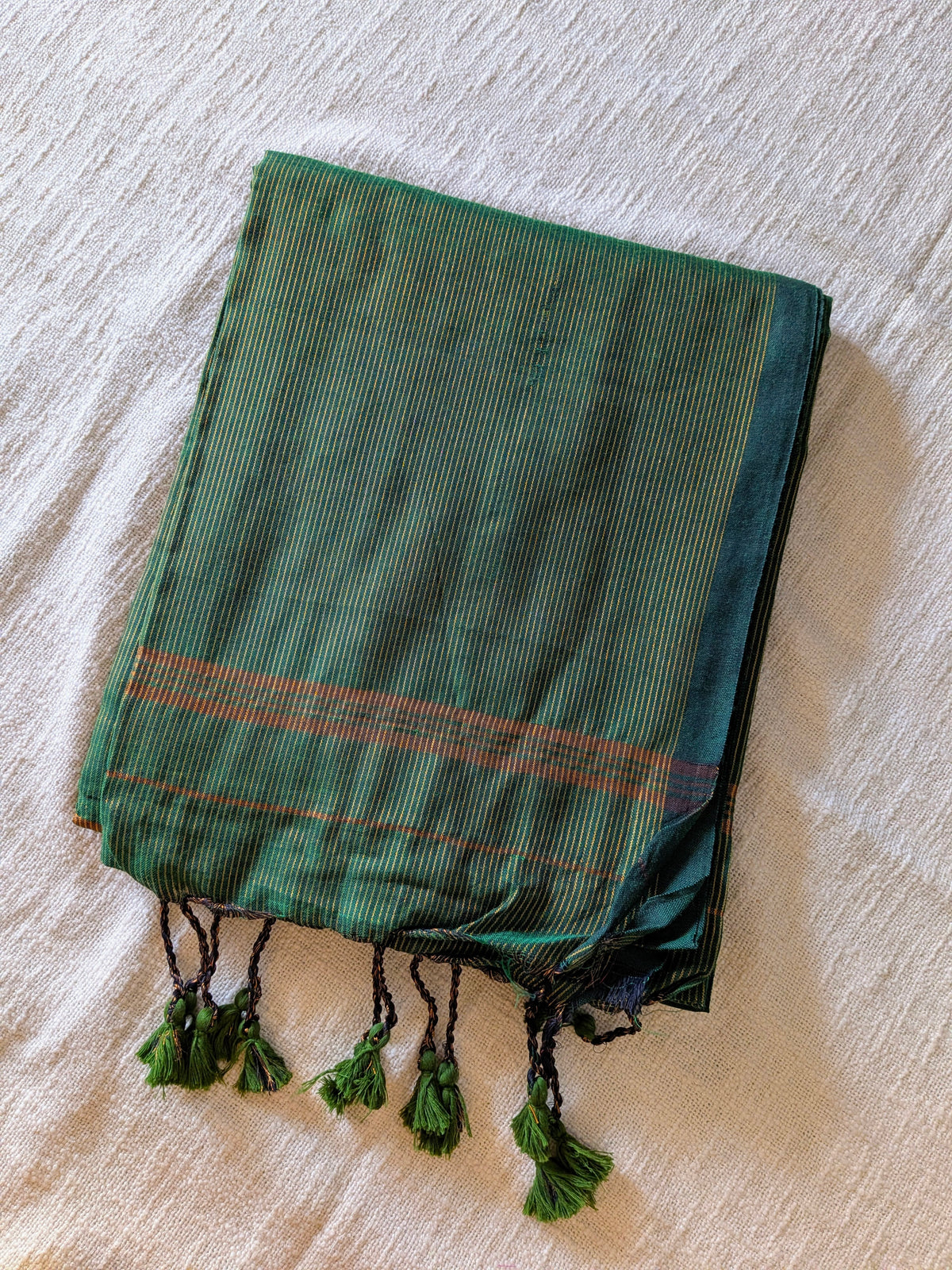 Khadi Cotton Handloom Saree Zari Woven - Green MammaHug