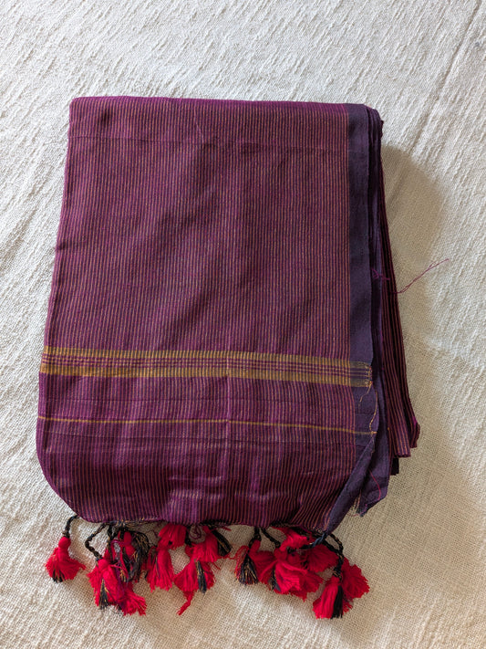 Khadi Cotton Handloom Saree Zari Woven - Brown MammaHug