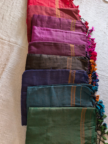 Khadi Cotton Handloom Saree Zari Woven - Forest Green MammaHug