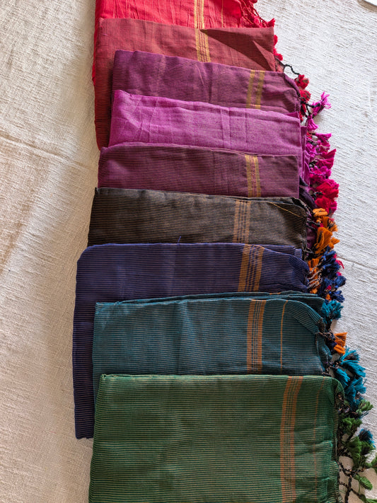 Khadi Cotton Handloom Saree Zari Woven - Forest Green MammaHug
